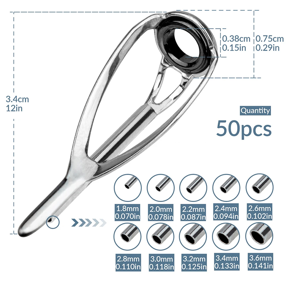 Fishing Rod Tip Replacement - THKFISH 50개 낚싯대 가이드 팁 상단